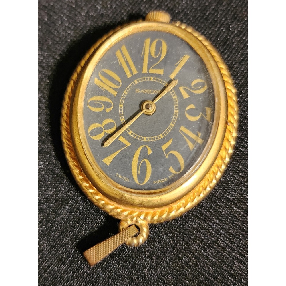 VTG Saxony Swiss Made GoldTone Oval Ladies Pendant Watch- READ NOT TESTED